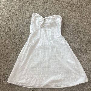 Strapless White Tie-Front Sundress